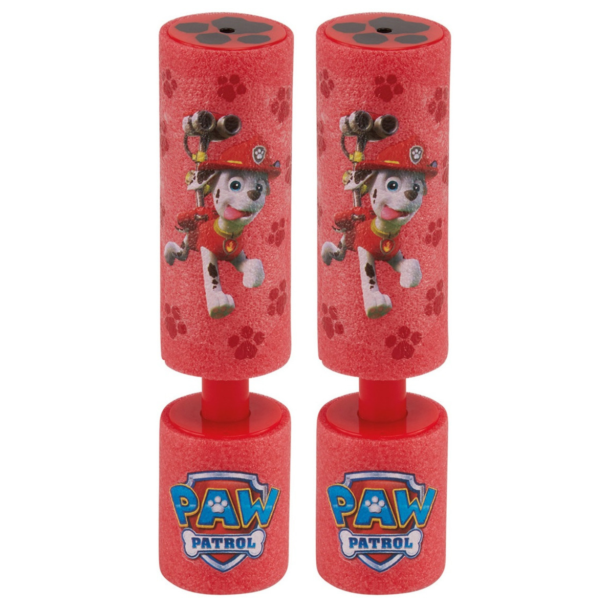 2x Paw Patrol Marshall waterpistool/waterpistolen van foam rood 15 cm