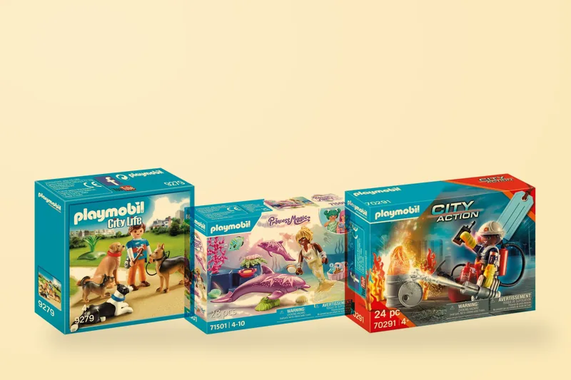 Playmobil-sets in hun doos, waaronder City Life en City Action