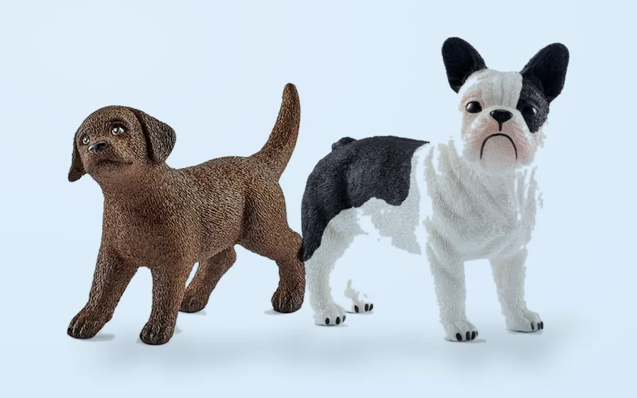 Schleich labradorpup en Franse bulldog
